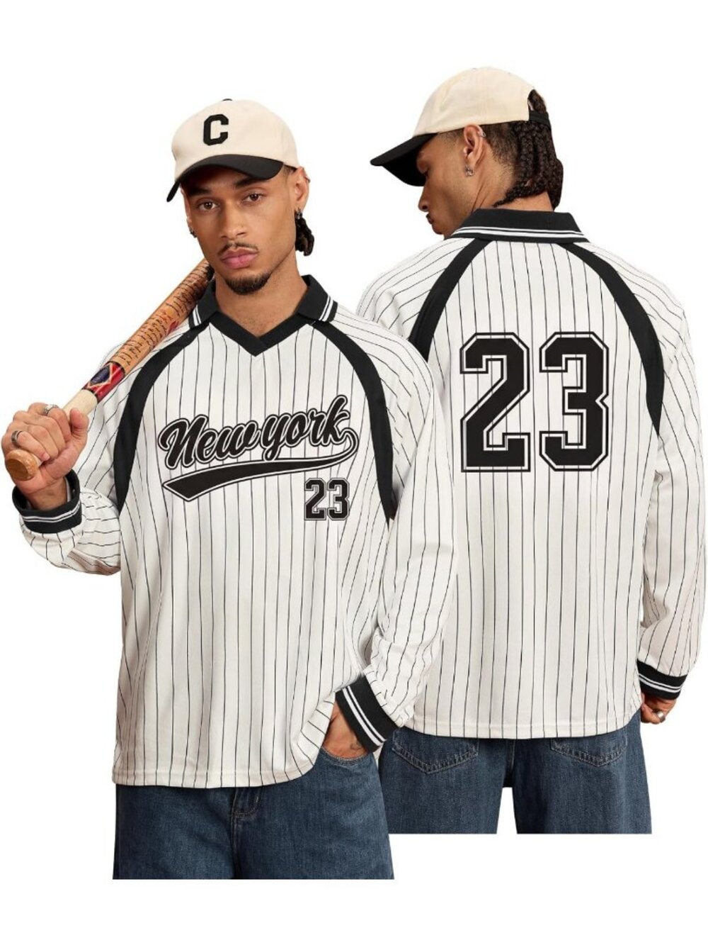 Men's Long Sleeve Baseball Tee | Preppy Graphic Jersey Shirt for Casual Style